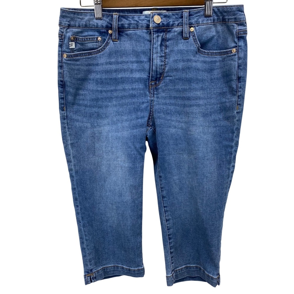 Seven7 Audrey Skimmer Capris Womens Size 8 Blue Denim Mid Rise Cropped Jeans